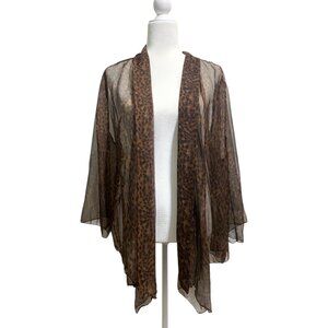 Kimono Beachy Coastal Resort Vacay Cover-up Leopard Animal print 3X